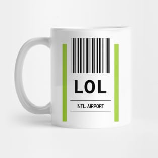 LOL Airport Baggage Label Mug